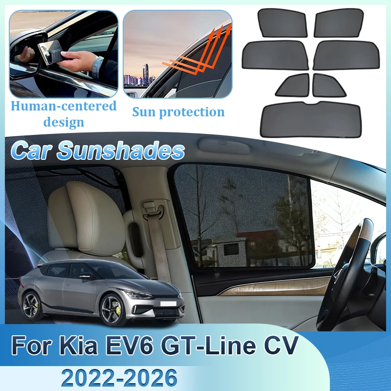 

Для Kia EV6 GT-Line CV 2022-2026: Магнитные шторки-козырьки для защиты от солнца и УФ-излучения, аксессуары для авто