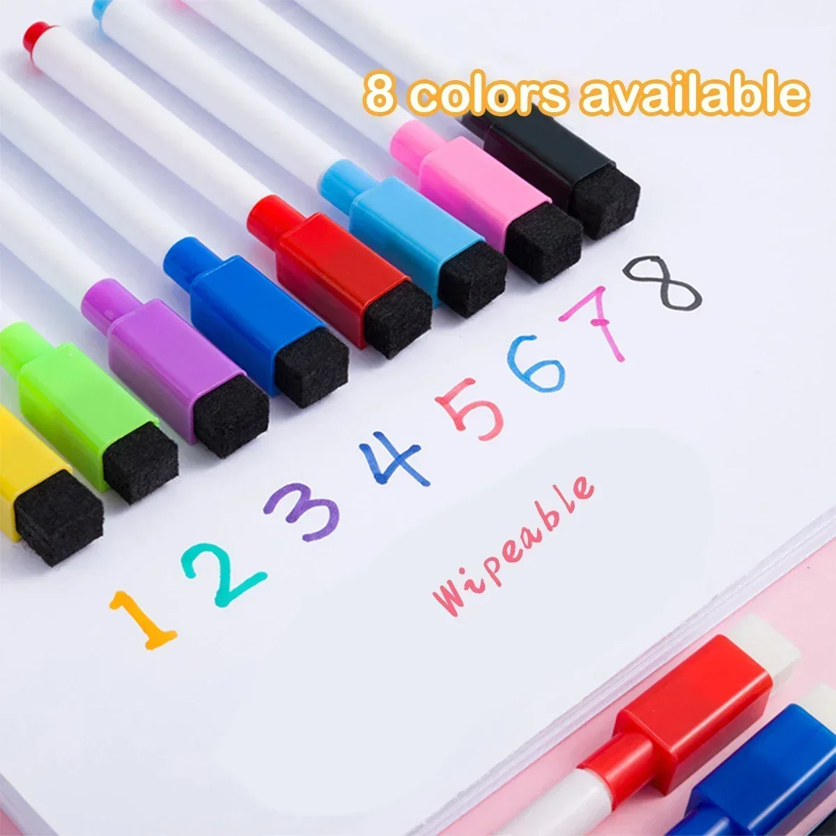 Magnetic Water-Based Dry Erase Markers with Eraser, for Whiteboard Blackboard, Note Numbering, Office & Classroom Stationery