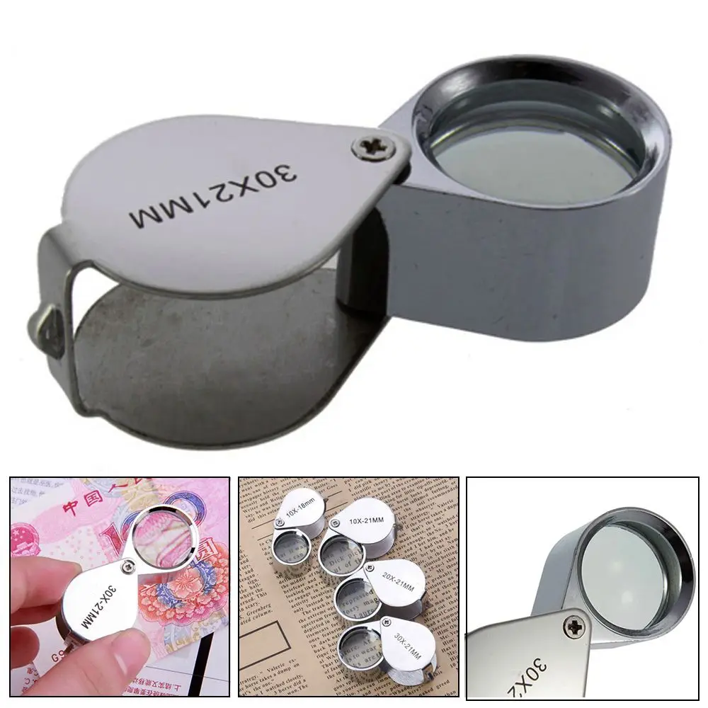 1PC 10/20/30X Folded Mini Jewelry Loupe Jeweler Eye Glass Magnifier Optical Glass Magnifying
