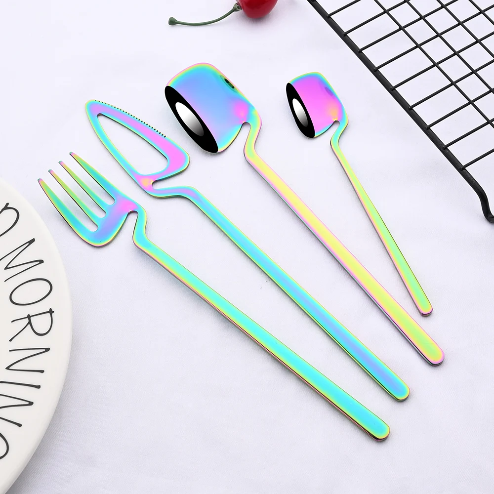 24Pcs Western Black Dinnerware Stainless Steel Cutlery Set Knife Fork Spoon Dinner Flatware Set Kitchen Silverware Tableware view 5