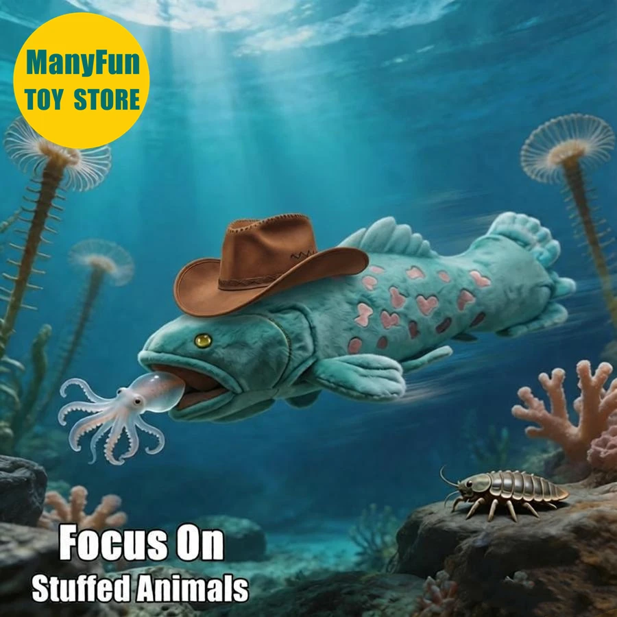 Coelacanth Plush Animal Realistic Latimeria Stuffed Toy Living Fossil Fish Plushie Lifelike Fish Simulation Soft Toy