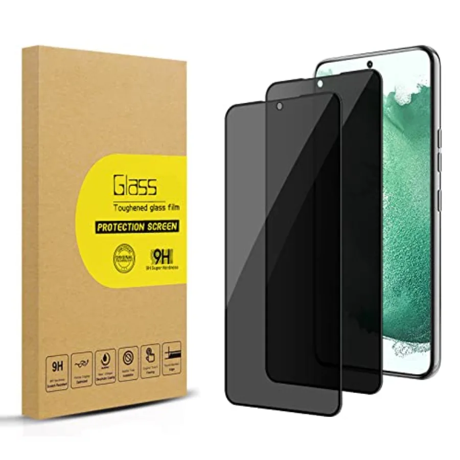 2 Pack Privacy Screen Protector for Samsung Galaxy S22 Plus/ S22+ [Anti-Spy Tempered Glass], Ultra HD, Anti-Scratch, Bubble-Fre