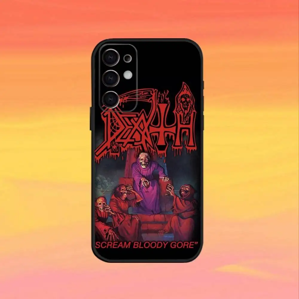 메탈 밴드 D-데스 폰 케이스 삼성 S25, S24, S23, S22, S21, S20, 울트라, 플러스, FE용, 소프트 실리콘 블랙 커버