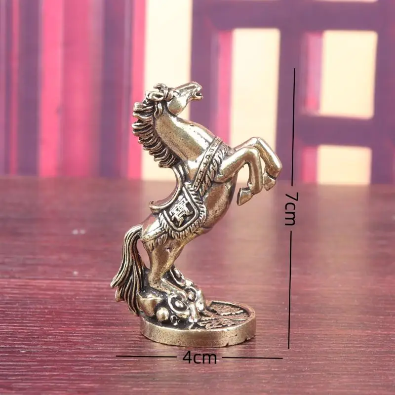 Brass Horse Figurines Home Desktop Decoration Fortune Zodiac Horse Office Decor Miniatures Bronze Collectible Crafts
