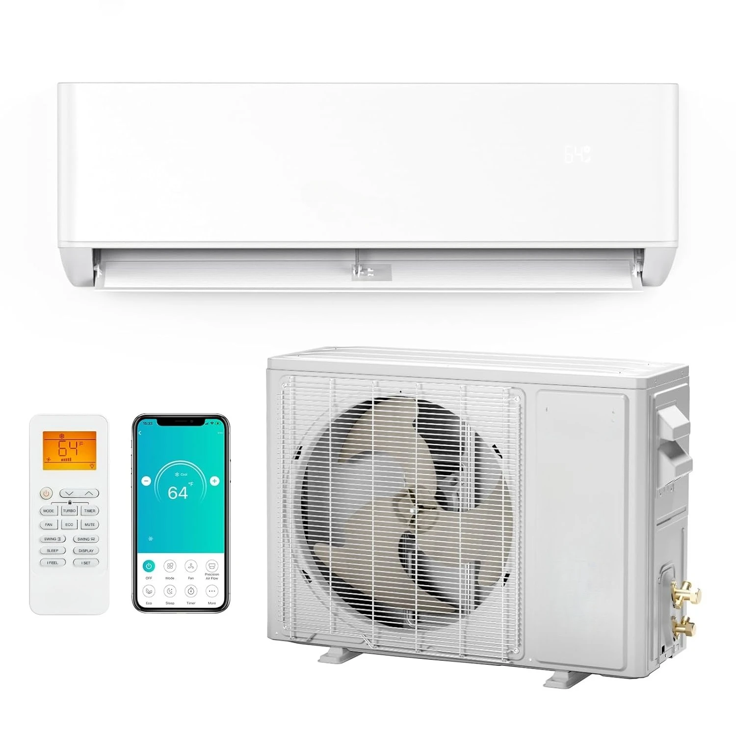 9000 BTU 24 SEER2 Ductless Mini Split Inverter Air Conditioner with Heat Pump 115V Energy Star WiFi Enabled Cools up to 400 Sq F
