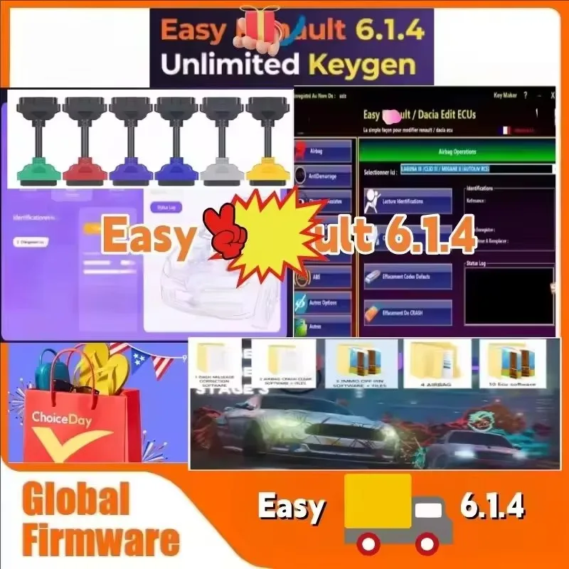 

Best Easy 6.1.4 Software for ECU Programmer Clear Crash Airbag Card Keys UCH Cleaner WORK with OBDLink Renolink