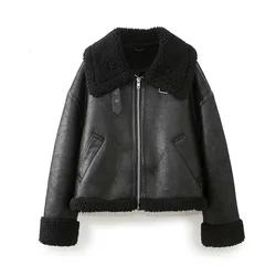 Zach Ailsa 2024 Autumn New Product Women's Casual Fur One Piece Coat Loose Thickened Warm Lamb Fleece Coat