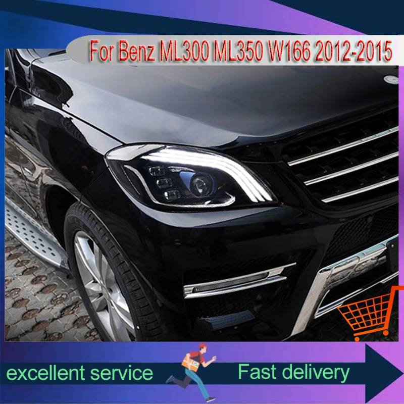 Auto Car 2012-2015 Headlights LED Lamps For Mercedes Benz ML300 ML350 ML400 W166 Upgrade Style Front Lamp DRL Tools Accessories view 6