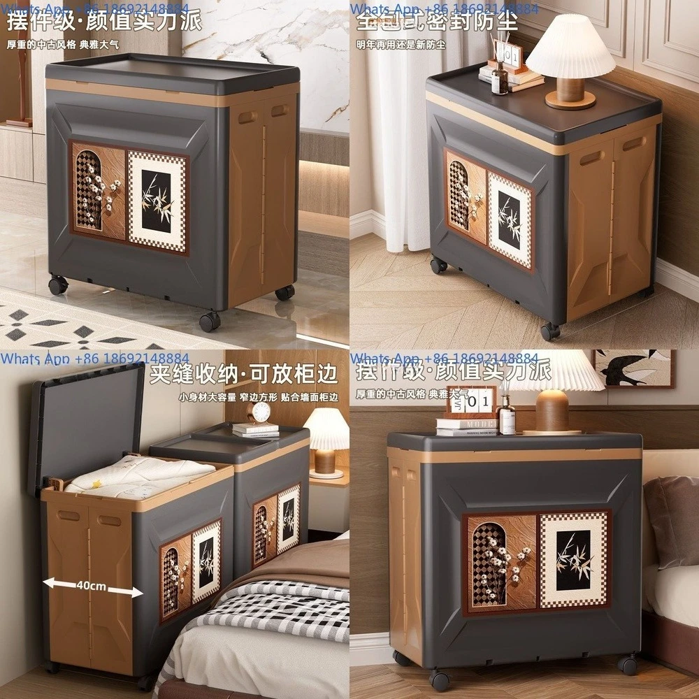

Vintage Style Flip Top Storage Cabinet for Toys Clothes Home Use Large Capacity Living Room Bedroom Foldable Chest