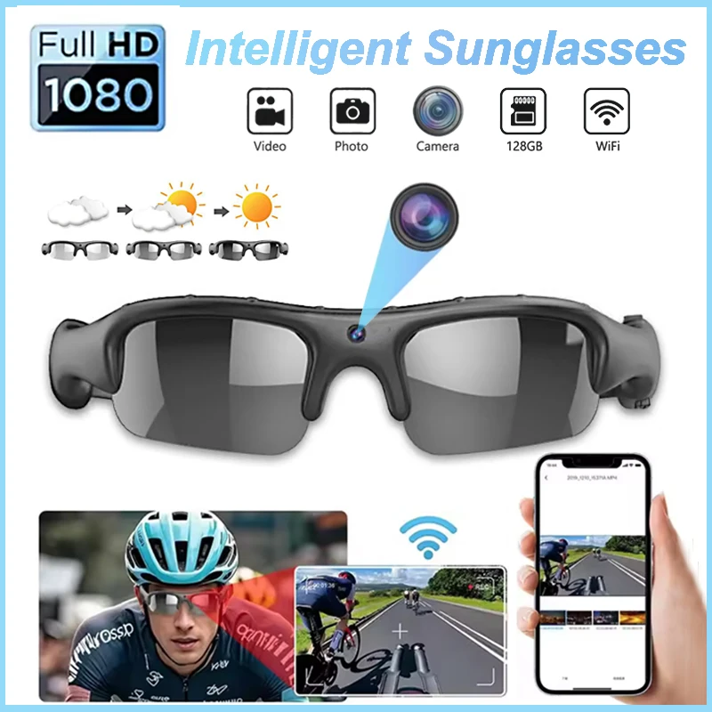 

Умные очки WIFI 1080P камера уличный велосипед мотоцикл защита солнцезащитные очки видеокамера поляризационные линзы спортивная камера
