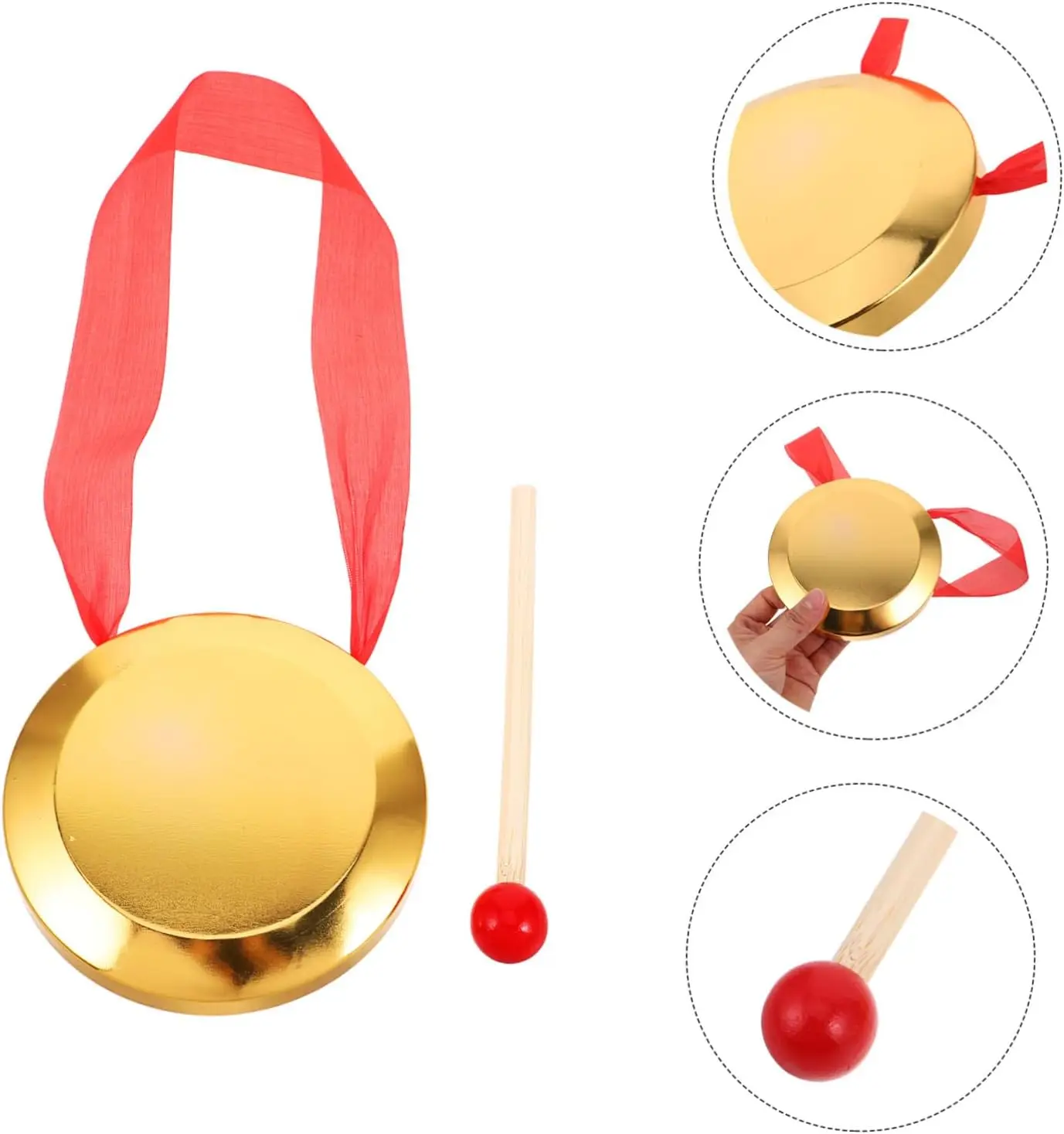 9/12/15cm Mini Gong Instrument Chinese Traditional Percussion Instrument Copper Gong with Beater for Kid Toy Celebration
