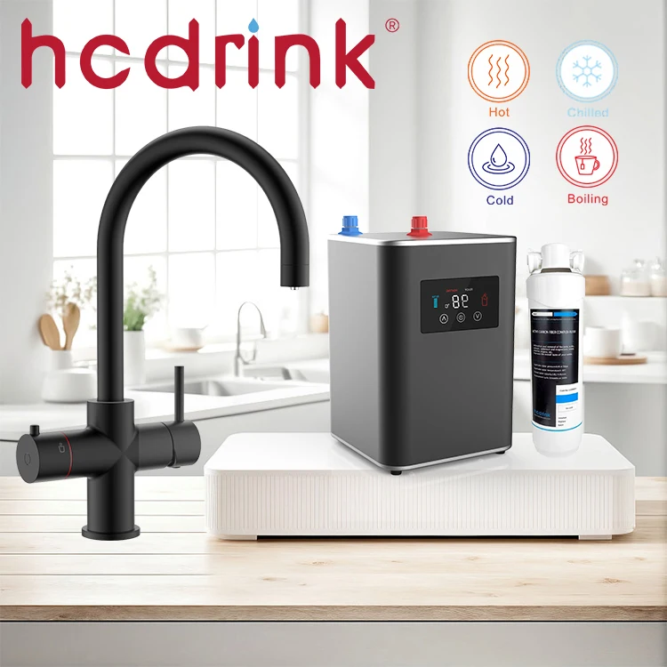 Iwater China Black Modern Kitchen Under Counter Water Heater Boiler Purifier Faucet Hot Cold Mixer Taps And Faucets