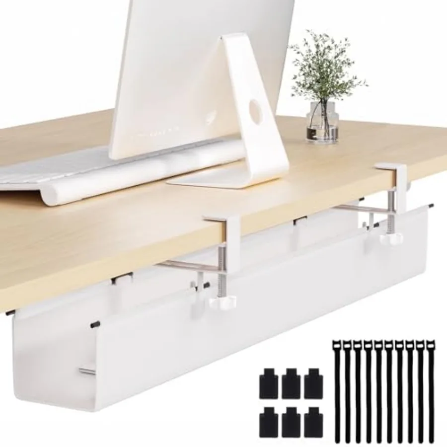 

Органайзер для кабелей под столом - Кабельный лоток без сверления, держатель для проводов, скрывающий кабели, с креплением на зажимах и 16 кабельными стяжками для ПК