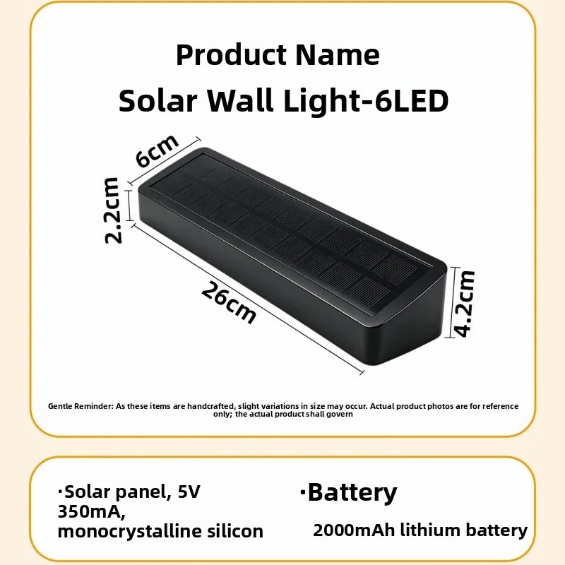 ShinyYing 2-Pack Wall Lamp, 6LED 3-Color Outdoor Light with 2000mAh Battery Yard Fence Stair Pathway Decor