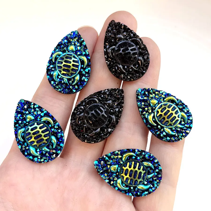 Charm Turtle Ore Resin rhinestone Flat back scrapbook Sewing Drop shaped Rhinestone diy Indigenous earring decoration