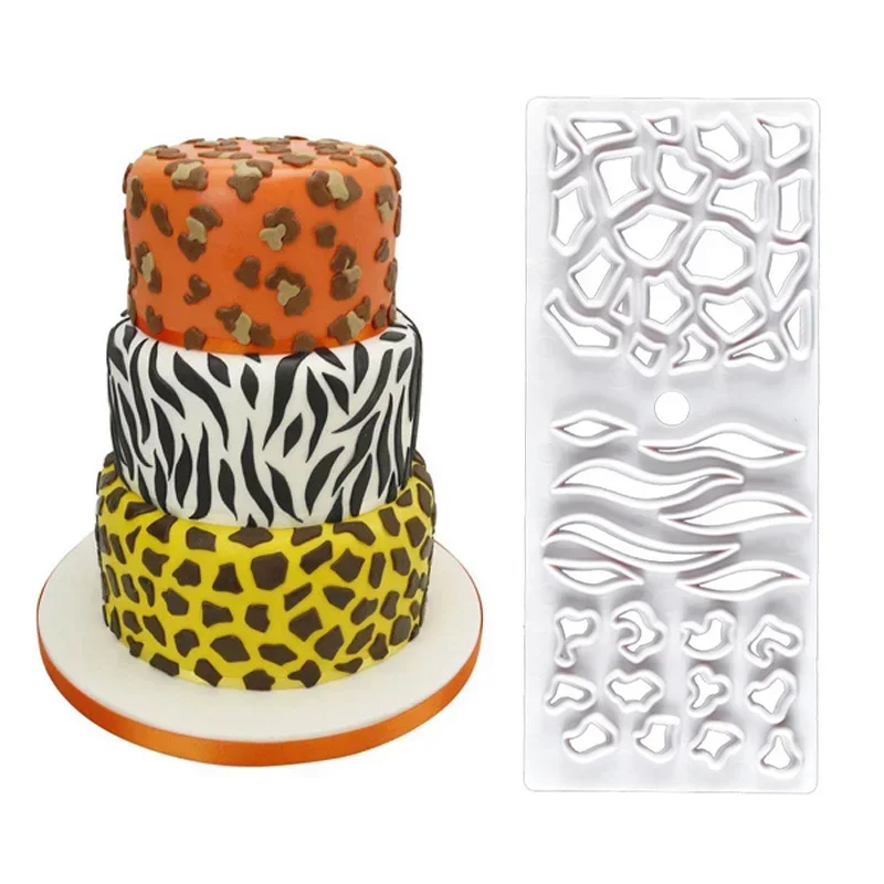 New Plastic Fondant Mold Animal Zebra Pattern Stone Cake Mold Cutting Die Cartoon Fondant Biscuit Mold Cupcake Decorating Tool