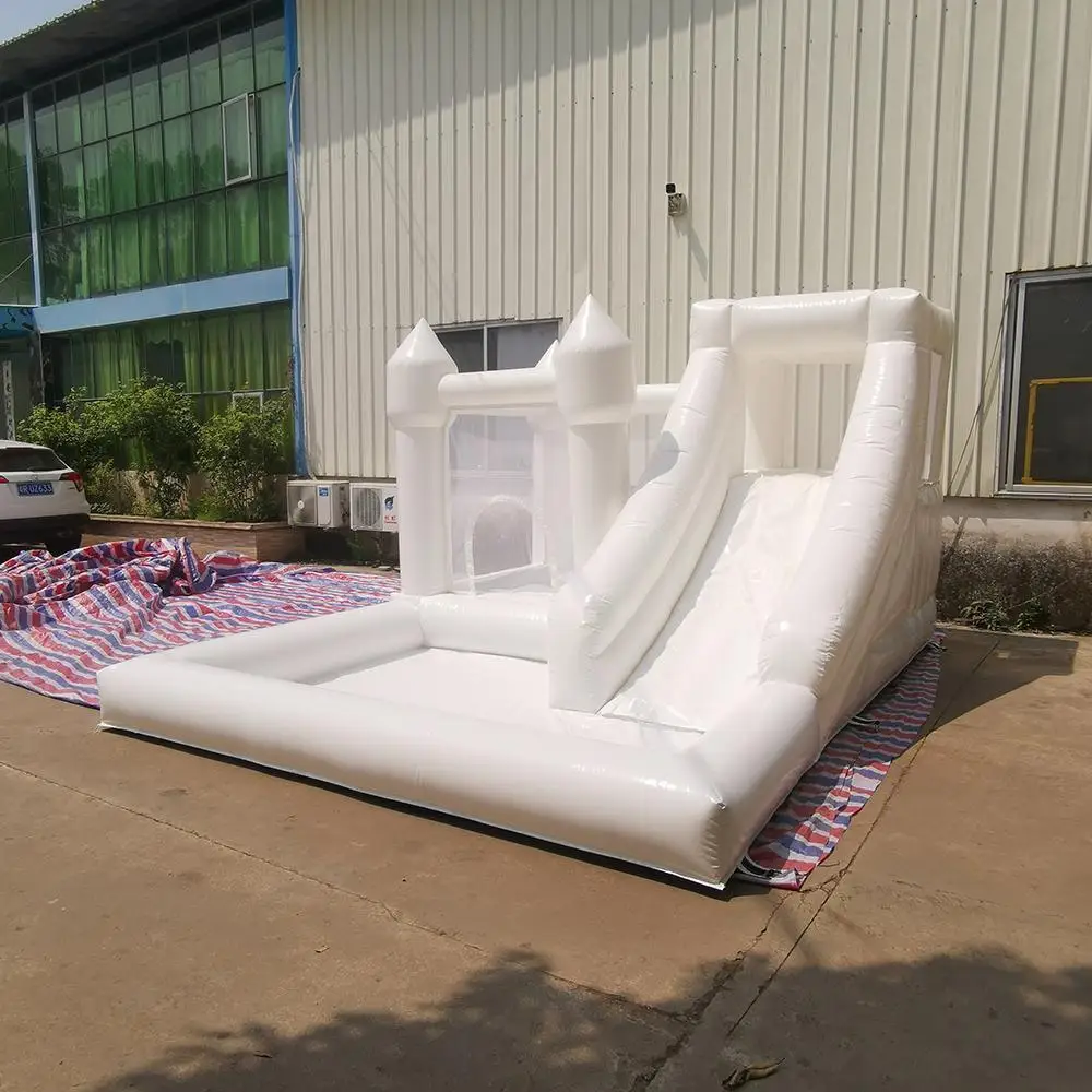 Commercial Kid Slide Jumping Party White Inflatable Wedding Bounce House with Ball Pits Bouncy Castle Jumper Houses