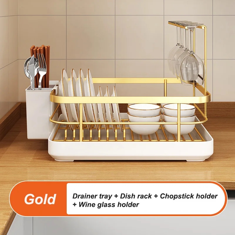 Kitchen Dish Storage Drainer Bowl Rack Sink Shelf Multifunctional Dish Drainer Countertop Chopsticks and Dishes Organizer