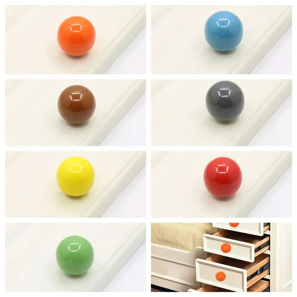 موضة ثقب واحد مقبض سيراميك ملون مقابض سحب مستديرة مقابض أدراج غطاء زجاجة لون الحلوى مقبض كابينة الأثاث