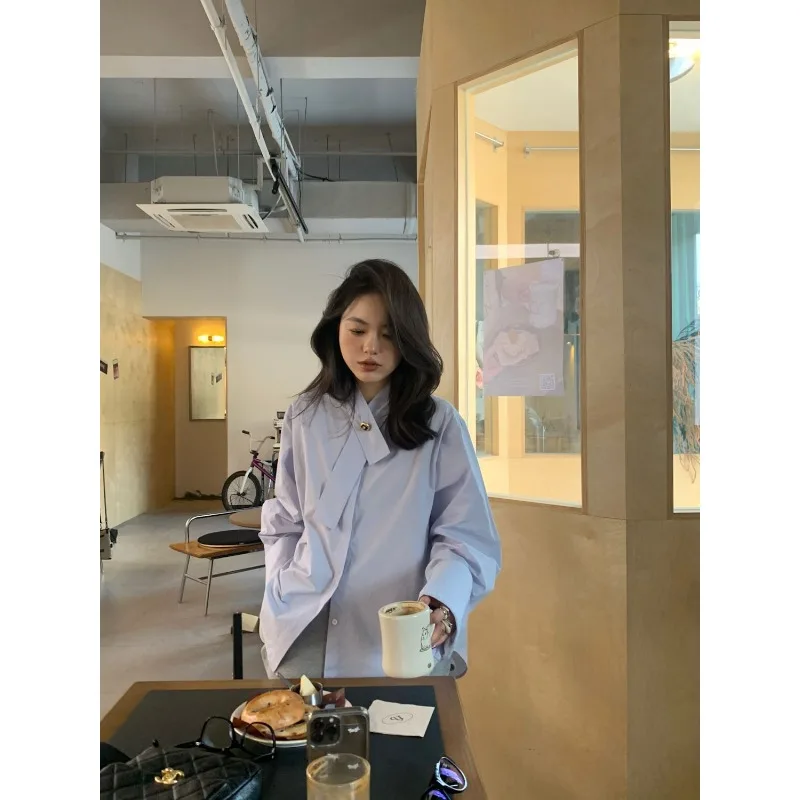 Women's Clothing Loose Versatile Long-sleeved Shirt Blouses