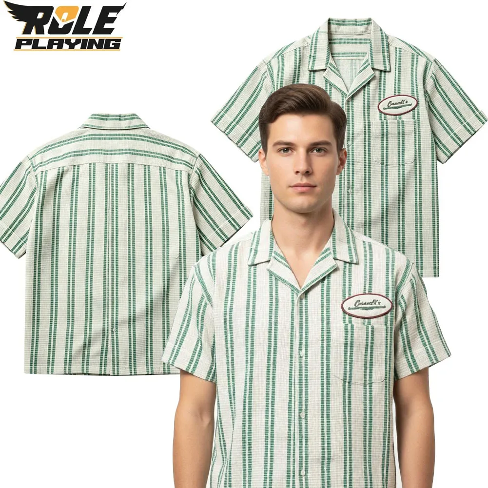 Bear Obsession Cosplay Musical Instrument Store Green Workwear Shirt Costume Men Fantasy Roleplay Halloween Carnival Party Suit view 2