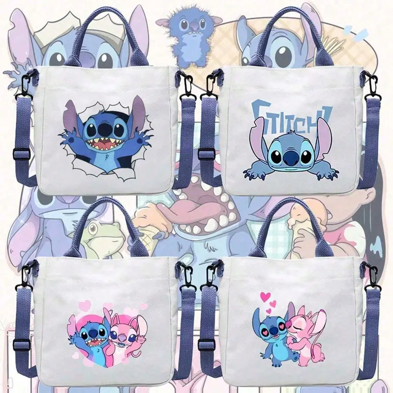 

Disney Stitch Canvas Bag Student Shoulder Bag Crossbody Bag Detachable Shoulder Strap Handbag Tote Bag