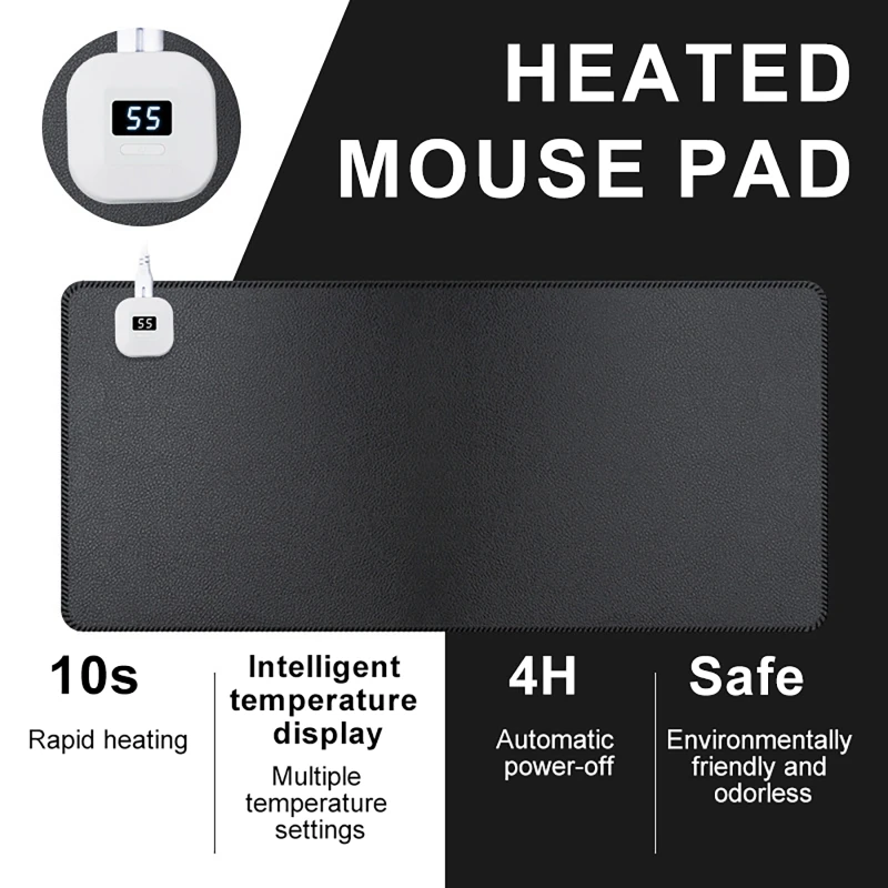 Leather Heated Mouse Pad Smart Hand Warmer Desk Mat 35°C-55°C Temperature Adjustment Heating Pad Office Desk Mat
