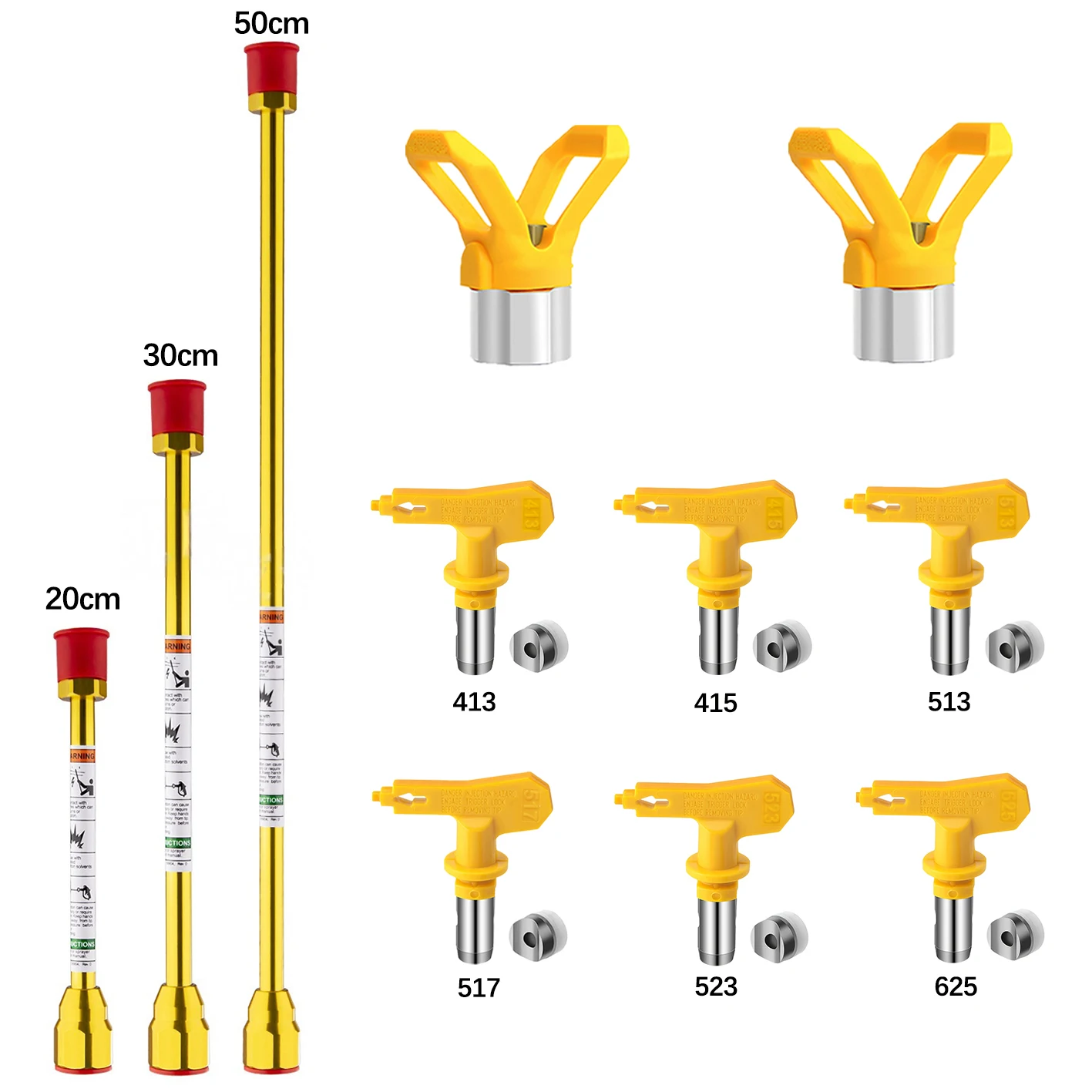 airless-spray-nozzle-tips-set-413-415-513-517-523-625-with-guard-20cm-30cm-50cm-extension-wand-home-construction-coating-tool