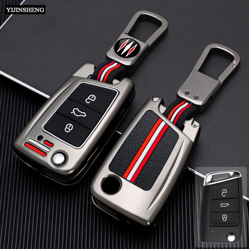 3 Button Zinc Alloy + Silicone Car Key Case Cover Holde For Volkswagen VW Golf 7 GTI VII MK7 SKODA Octavia A7 SEAT Leon 5F SC ST