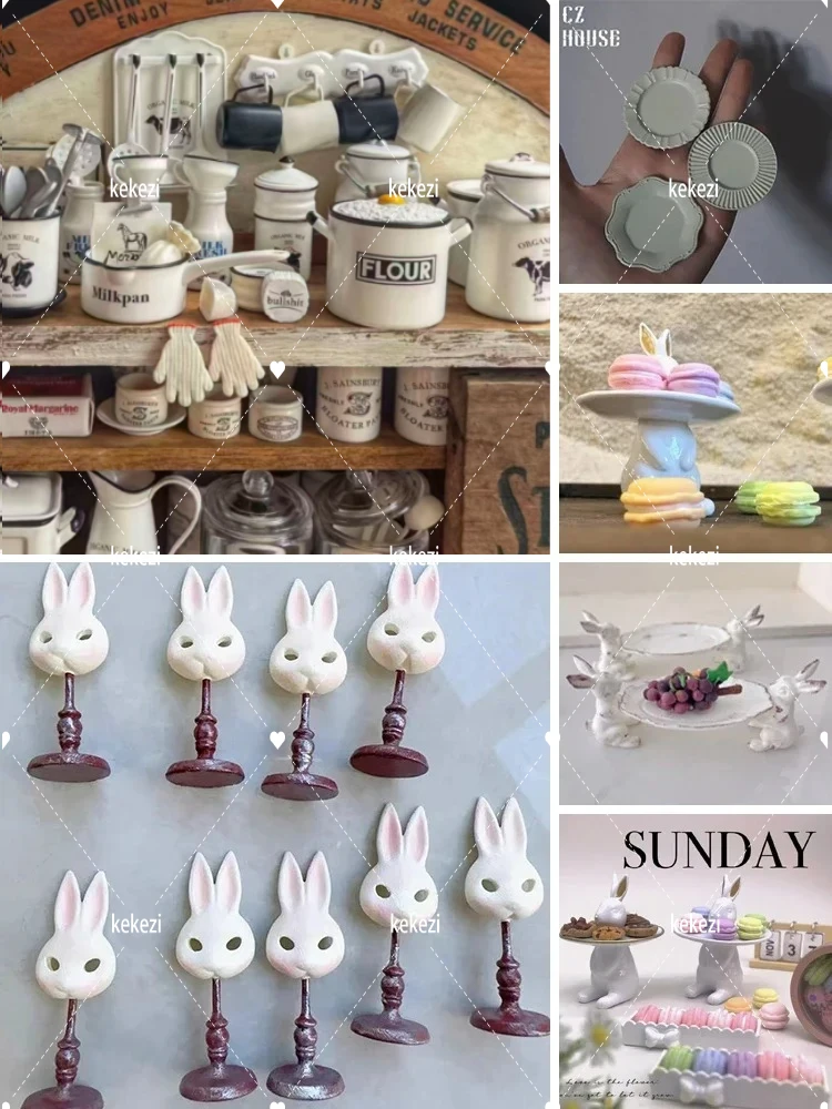 

Dollhouse Miniature Rabbit Dessert Plate Fruit Tray Dollhouse Desk Ornament Doll Mini Kitchen Decor Dollhouse Accessories