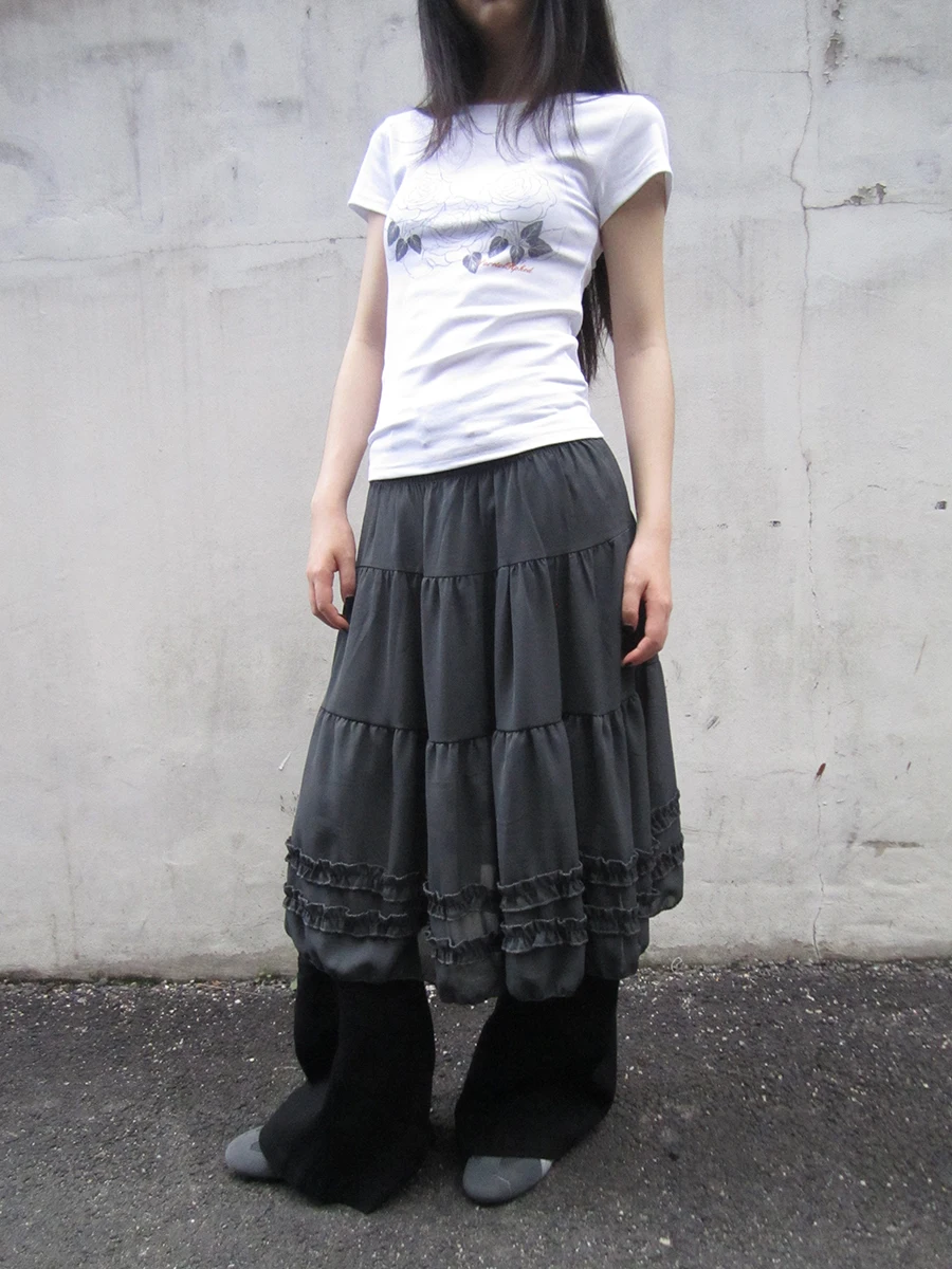 

Angproject 528 Новая ретро-юбка в корейском стиле, однотонная, с пышным многослойным подолом, слегка прозрачная, с высокой талией, А-силуэт