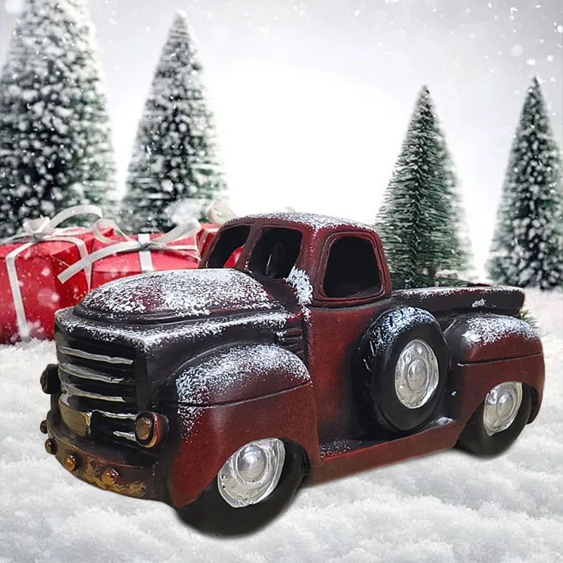 جديد حار بيع عيد الميلاد سيارة حمراء شجرة عيد الميلاد الديكور تمثال عيد الميلاد عطلة الراتنج الحرف