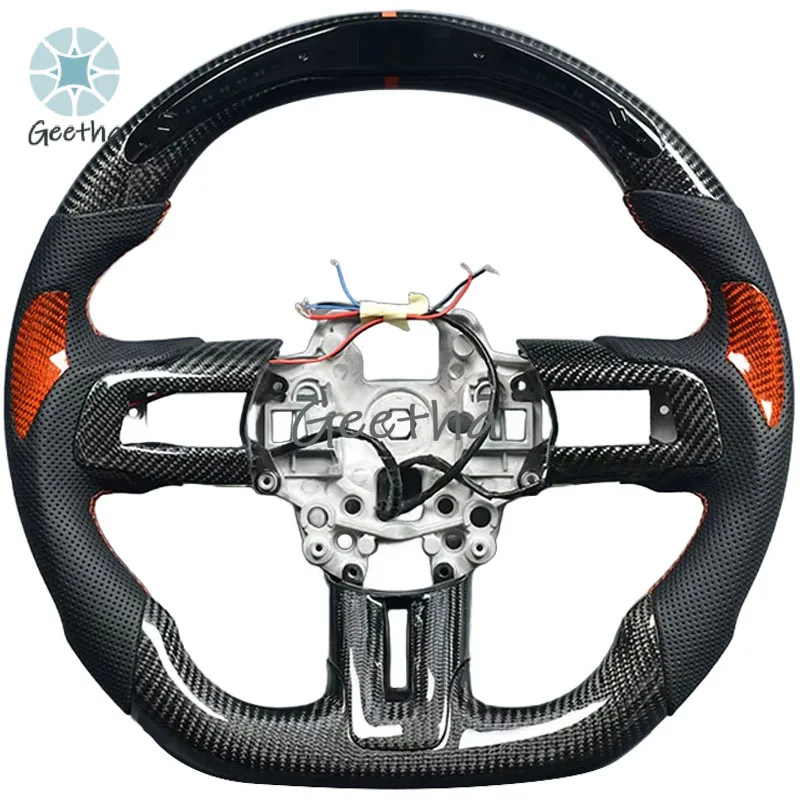 For Ford Mustang GT 2020 2018 2019 Car Steering Wheel Fancy Design LED Shift Light Racing Real Carbon Fiber Steering Wheel