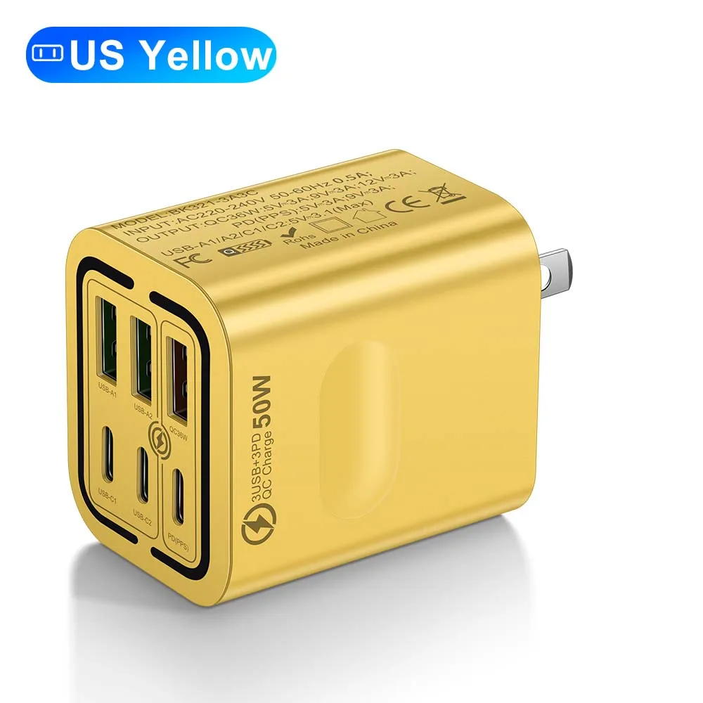 Insgesamt 100 W 6 Ports Schnellladung EU/US/UK Stecker Wandladegerät für iPhone Samsung Xiaomi Huawei USB Handy Ladegerät Adapter – Detail 11