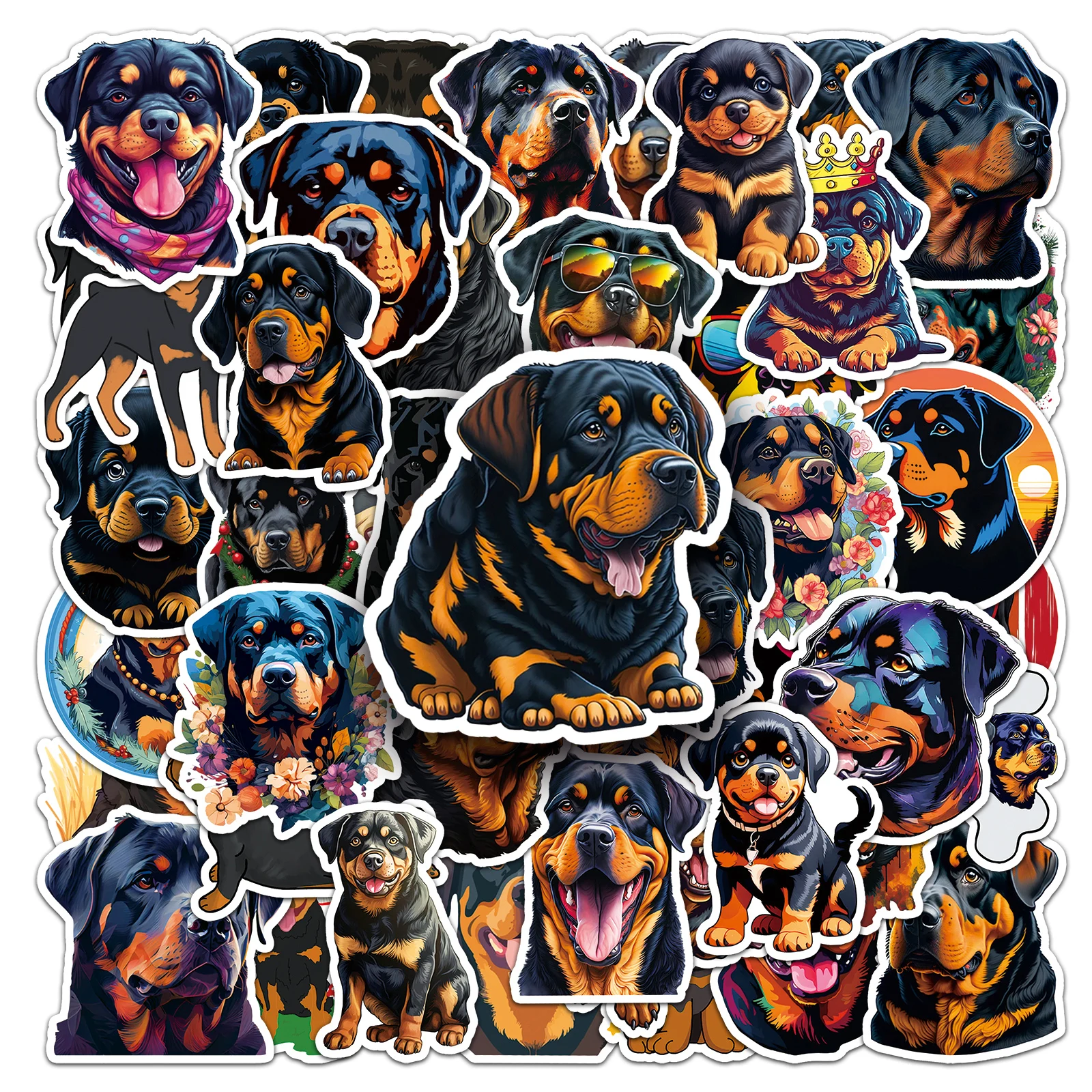 50pc The Rottweiler series Cartoon Cute Graffiti Stickers Suitcase Laptop Guitar Skateboard Personalized Decoration Stickers