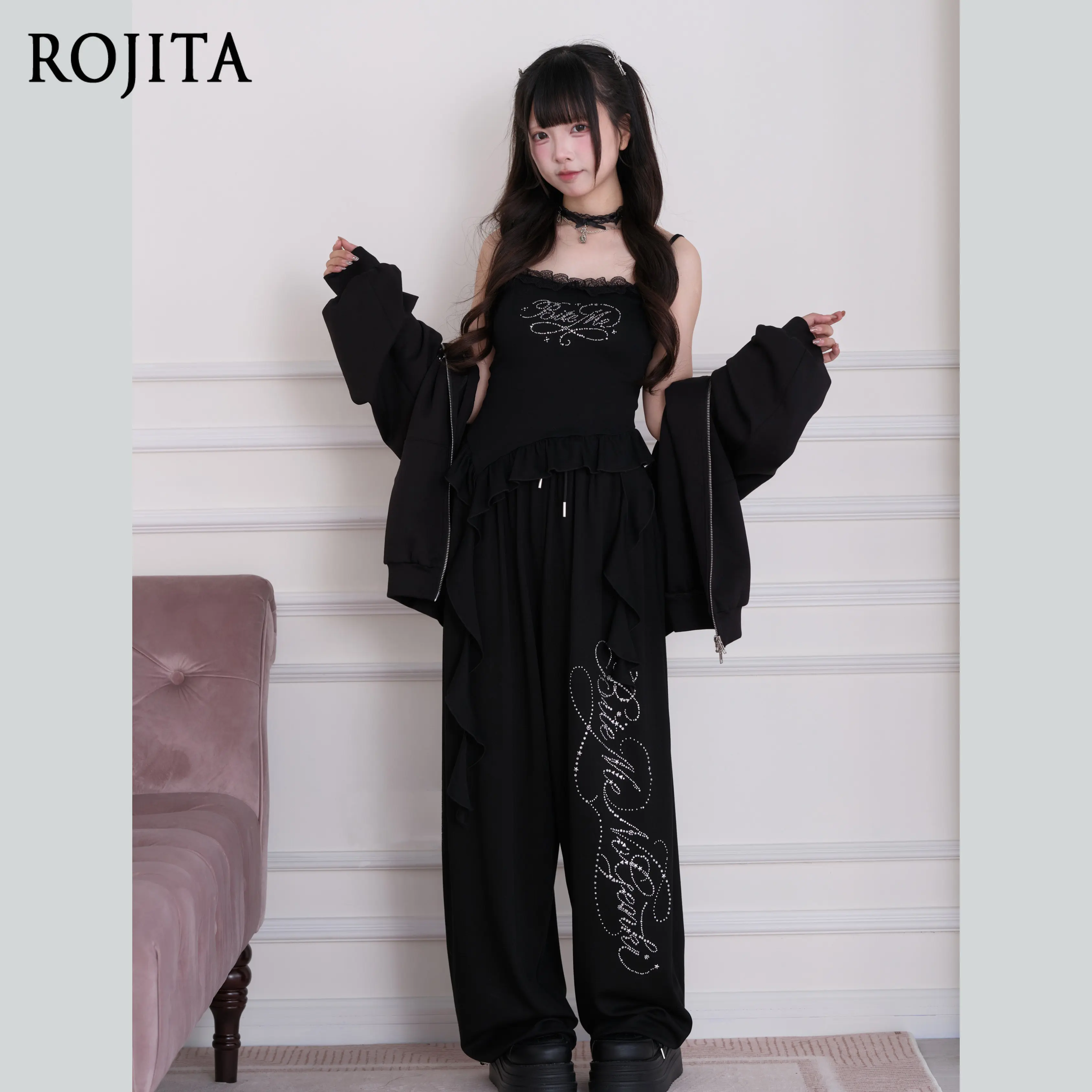 Japanese Subculture Mass Production Kawaii Pastel Pink Hoodie Coat Women Spring Autumn Casual Pants Sold Separately