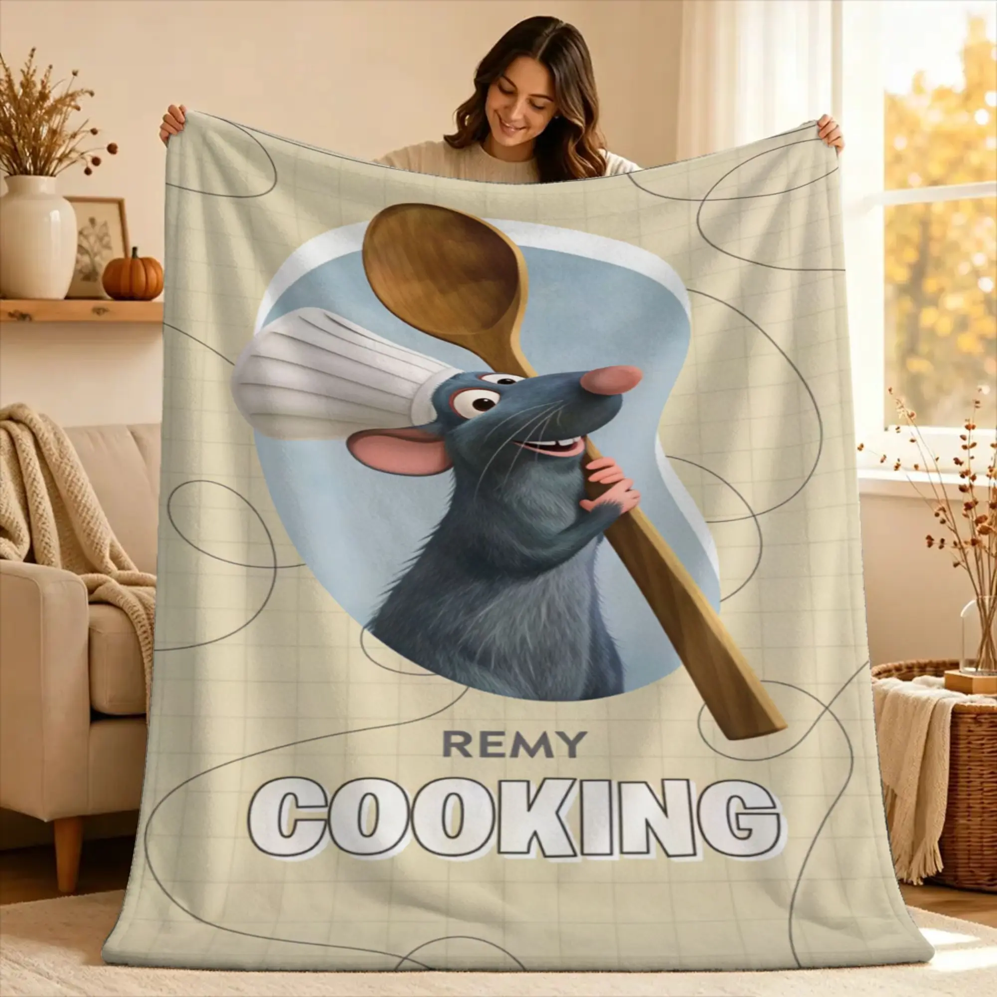 Ratatouille Blanket Anyone Can Cook  Warm Soft Novelty Plush Bedding Throws For Bedroom Travel Flannel Bedspread Bed Cover