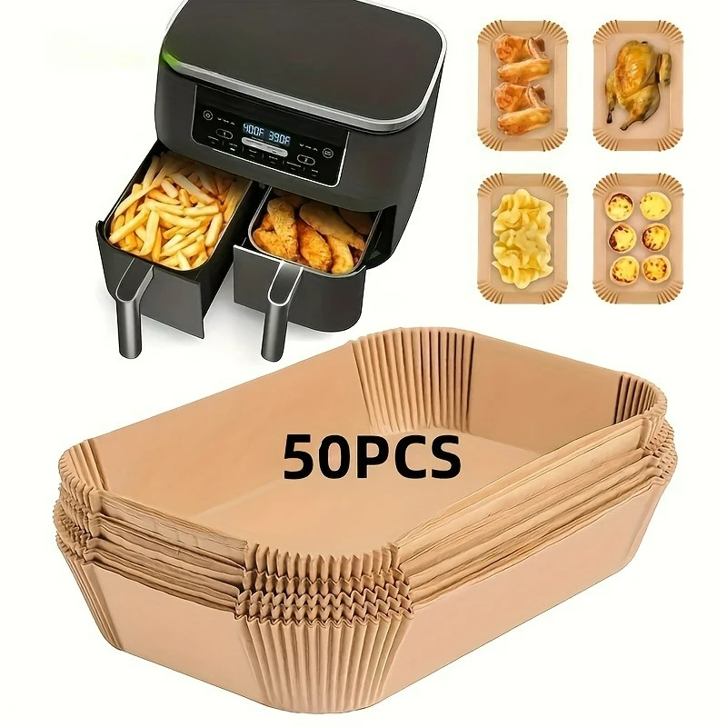 

50/100/150/200 Pcs Air Fryer Disposable Paper Liners - Non-Stick Parchment Paper for Ninja Dual Air Fryer, Oil Proof