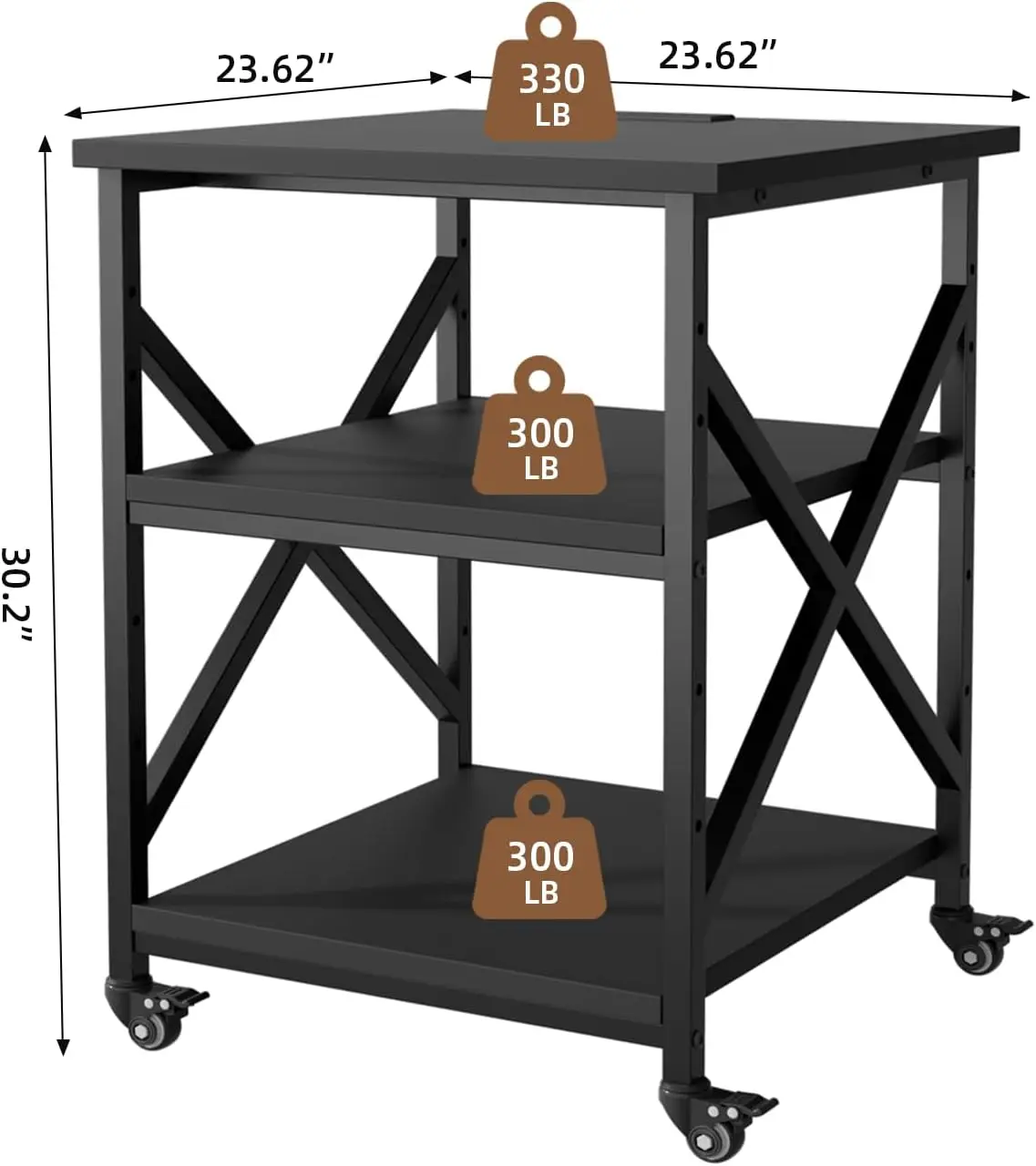 Printer Stand with Power Outlet, Large 23.6