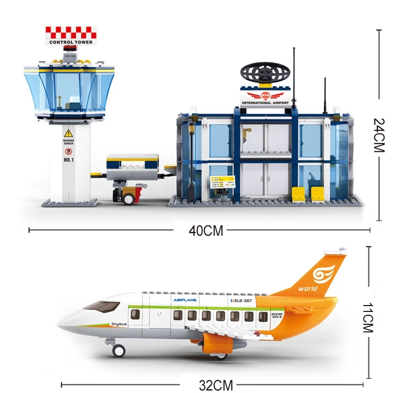 678 قطعة SLUBAN 0367 طائرة المدينة الدولية للطيران مطار اللبنات الأطفال ألعاب الطوب التعليمية هدايا عيد الميلاد #4