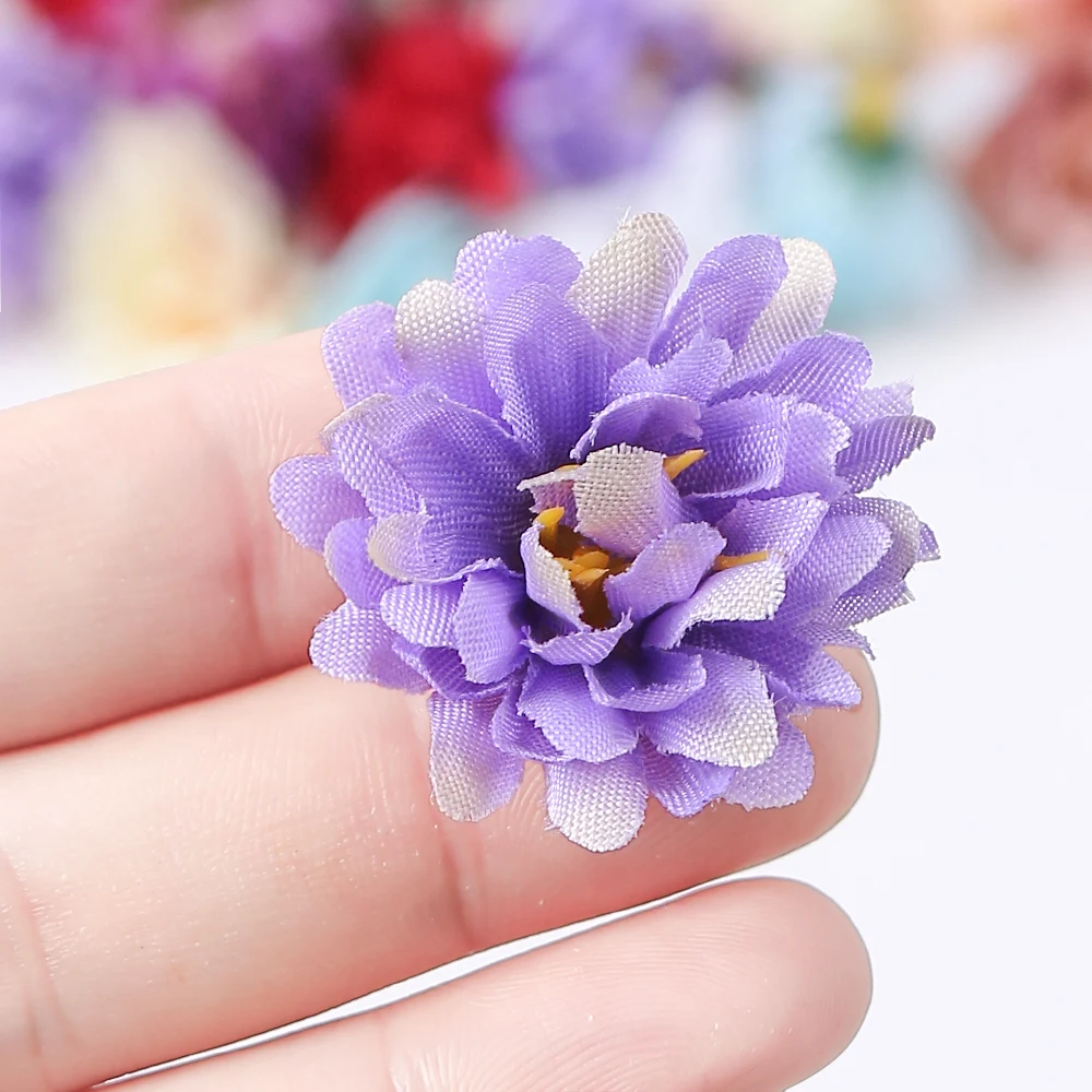 20Pcs Mini 3cm Carnations Handmade Artificial Flowers Head For Wedding Decoration DIY Wreath Gift Scrapbooking Craft Fake Flower