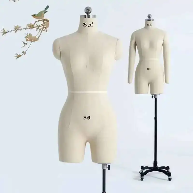 

Bust Sewing Mannequin Linen Cover Design Body Female Dress Mannequins with Tailor Legs for Display Clothing Stand Can Pin AA