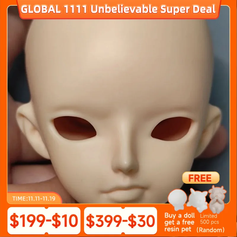 

BJD Doll 1/4 Fairyland Minifee Soo Dark Human Ears Tilt one's lips Head Resin Gift Dolls