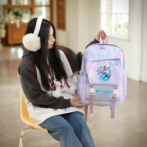 Imagen 2 del producto Juego de mochila Frozen Elsa de 3 uds., mochila escolar para niñas con bolsa para el almuerzo y estuche para lápices, mochila de nailon duradera para volver a la escuela