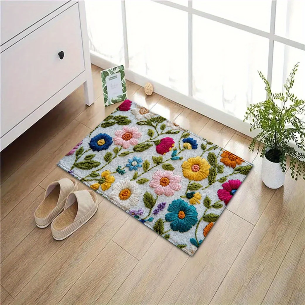 3D Textured Non-Slip Bath Mat – Plush Faux Velvet Rug for Bathroom & Entryway, Soft Decorative Floor Mat, Perfect Gift
