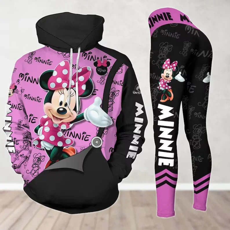 

Mickey Minnie Mouse Hoodie Yoga Pants Women Clothes Set Casual Disney Mickey Cosplay Costumes Legging Hoodie Fashion Sports Suit