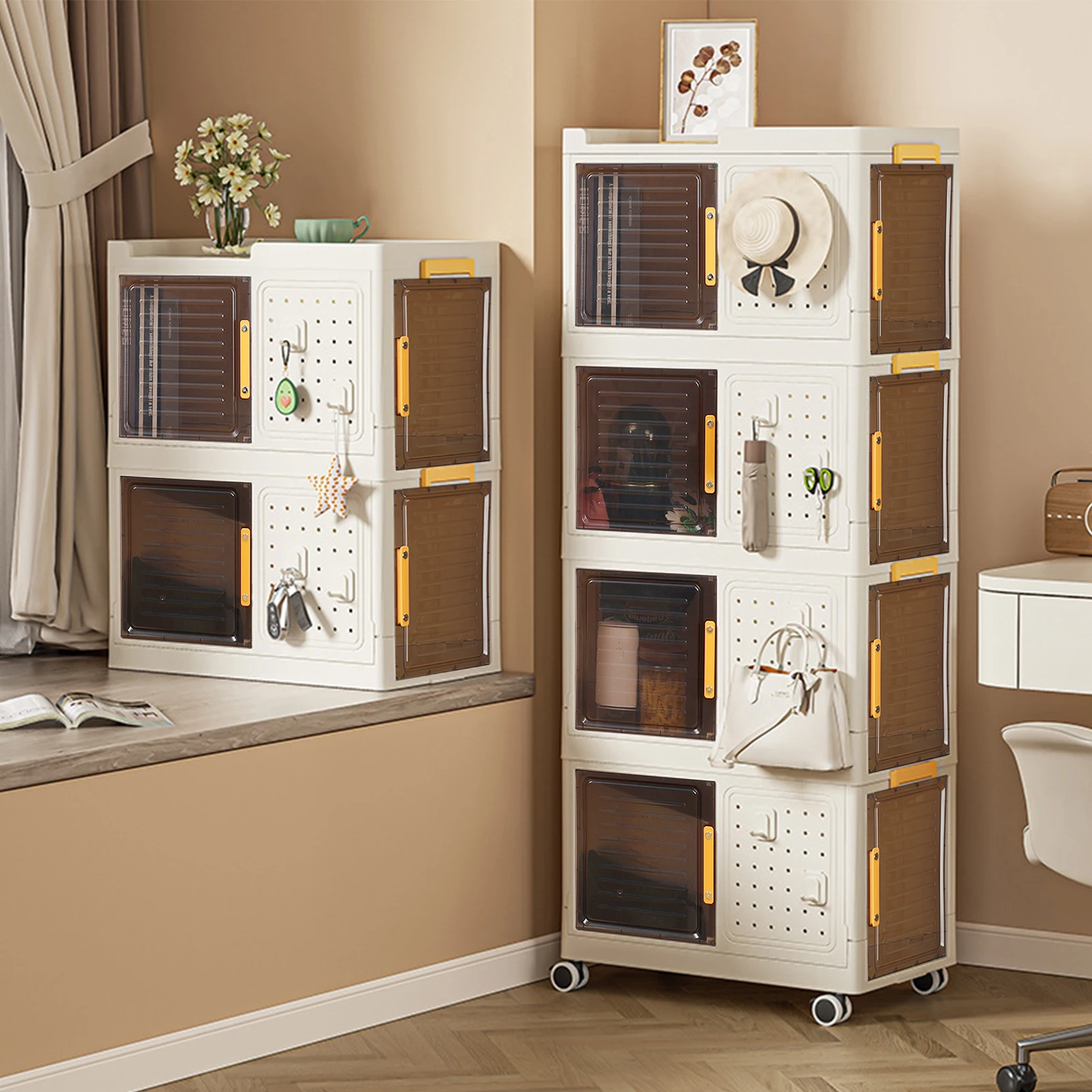 Installation-free wardrobe large capacity multi-layer foldable cabinet bedroom storage multi-functional cabinet with Wheels