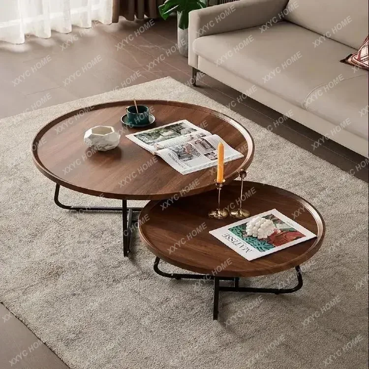 A Metal Living Room New Modern  Wooden Furniture Small Coffee Round Tea Table living room furniture  table basse de jardin