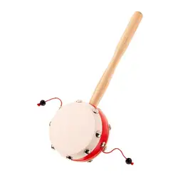 Rattle-drum Wooden Shaking Drum Rattle Spin Drum Hand Shaking Drum Handheld Musical Instruments for Baby Kid Child Toy