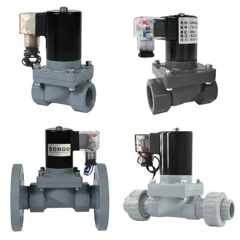 1/2 Inch Normal Closed Upvc Cpvc Magnetic Solenoid Valve Electric NPT Thread Flange Solenoid Valve for Sulfuric Alkali Acid